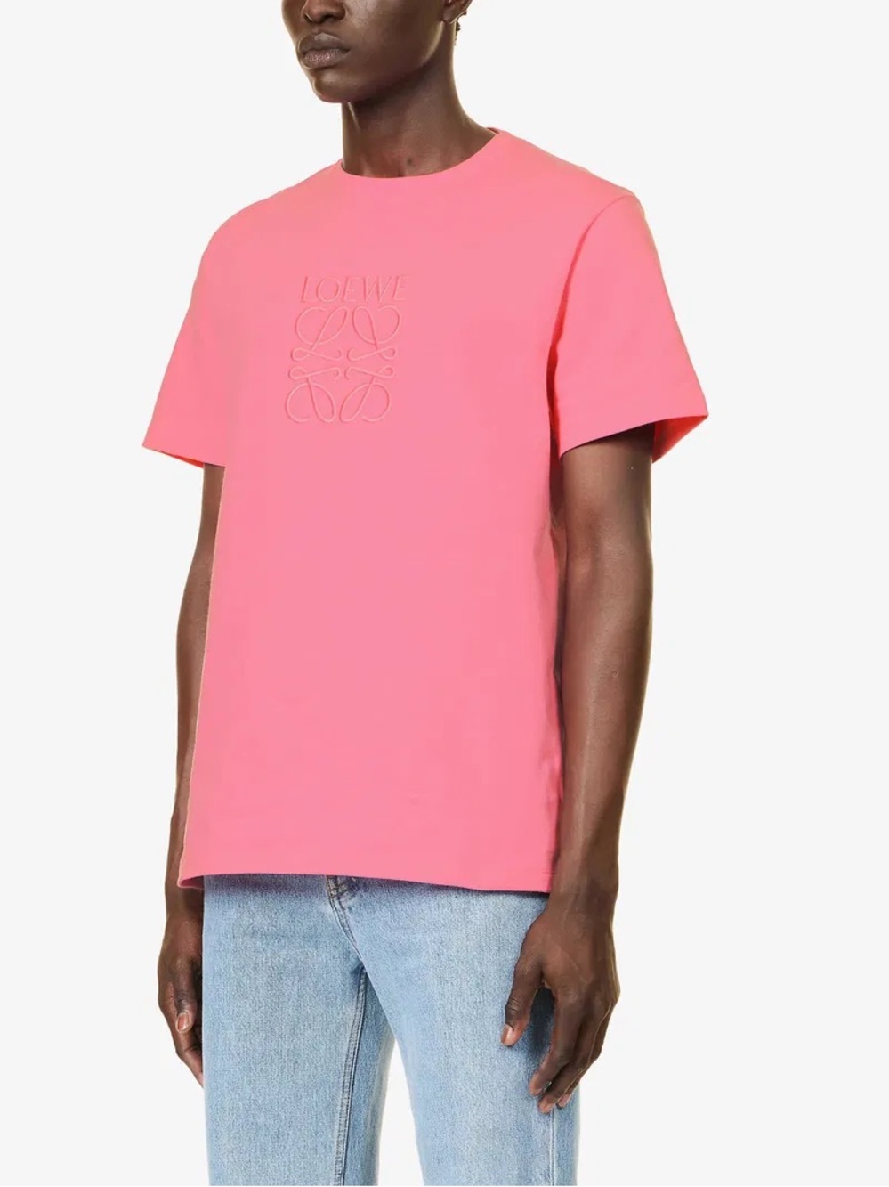 Loewe Unisex Anagram-Embroidered Relaxed-Fit Cotton-Jersey T-Shirt Pink Size S